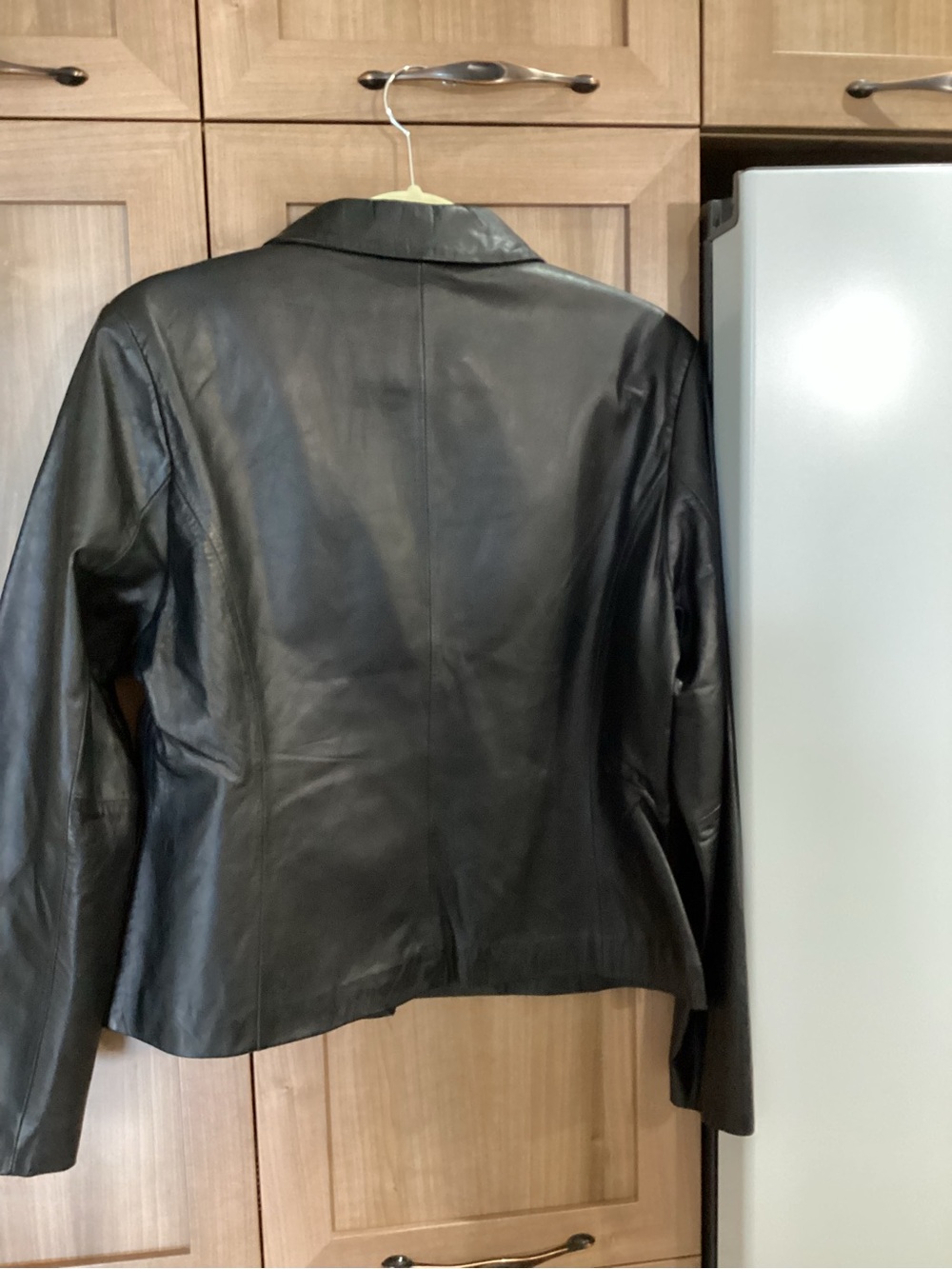 Black Leather Button-Front Jacket - Picture 2 of 4